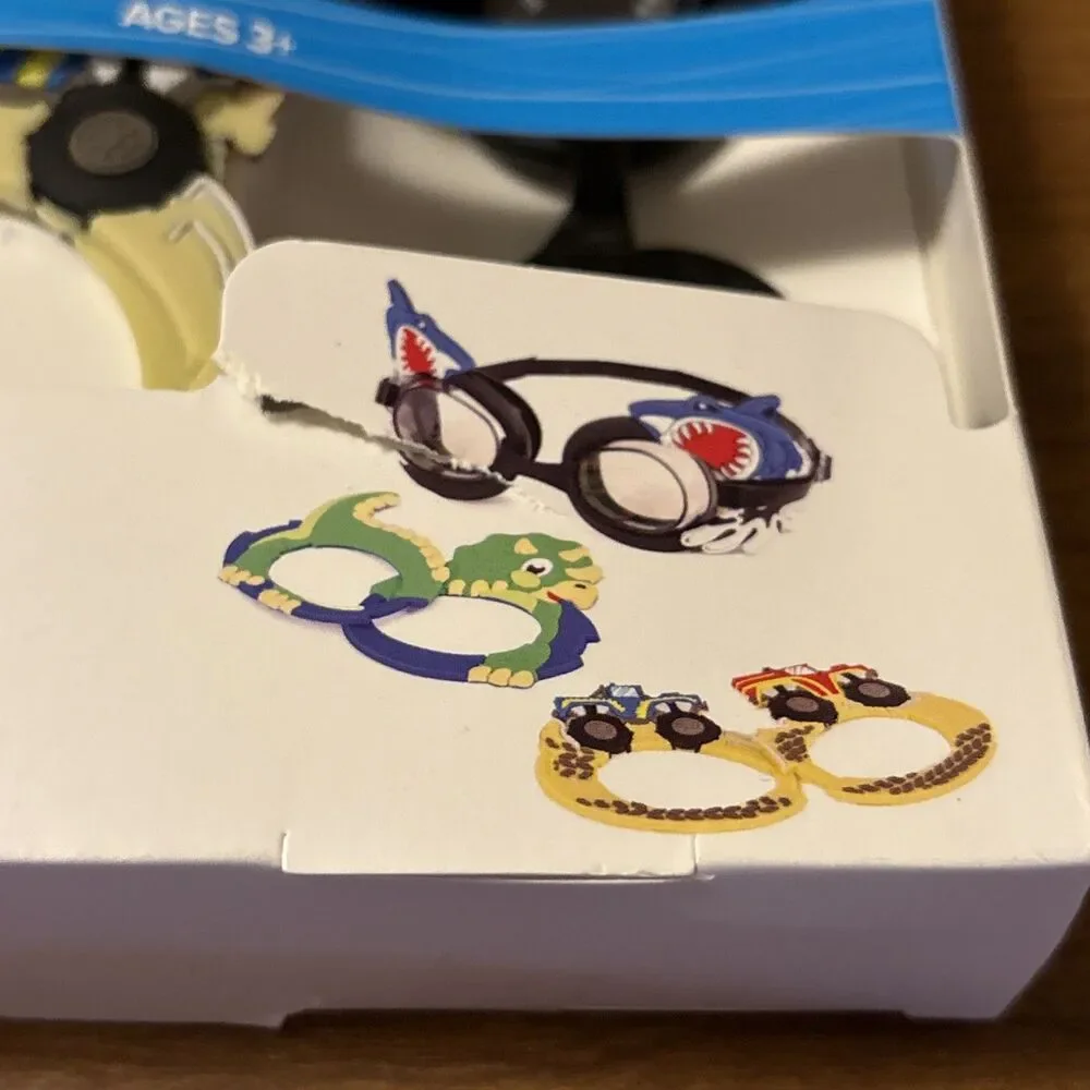 NIB Dolfino Shark 3-in-1 Kids Swim Goggles Ages 3+ Latex-Free